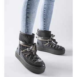 Botas de neve cinza envernizadas com strass Alceo 1