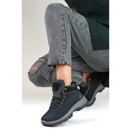 Sapatos de inverno isolados, sapatos de trekking para jovens, com cadarços preto 1 Sapatos de inverno isolados, sapatos de trekking para jovens, com cadarços preto 1