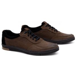 KOMODO Sapatos casuais masculinos de couro 918K marrom 2