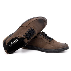 KOMODO Sapatos casuais masculinos de couro 918K marrom 4