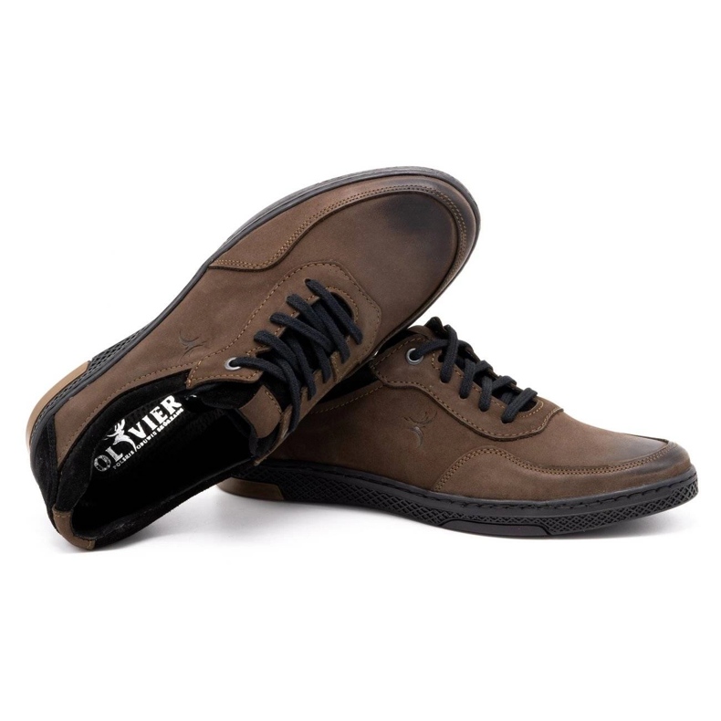 KOMODO Sapatos casuais masculinos de couro 918K marrom 4