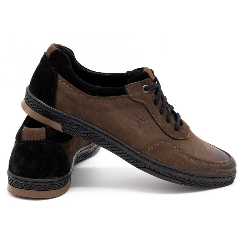 KOMODO Sapatos casuais masculinos de couro 918K marrom castanho 3