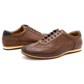 Kampol Sapatos masculinos de couro casual 64 / C1 marrom castanho 3