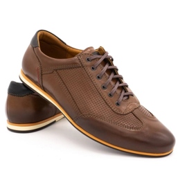 Kampol Sapatos masculinos de couro casual 64 / C1 marrom 2