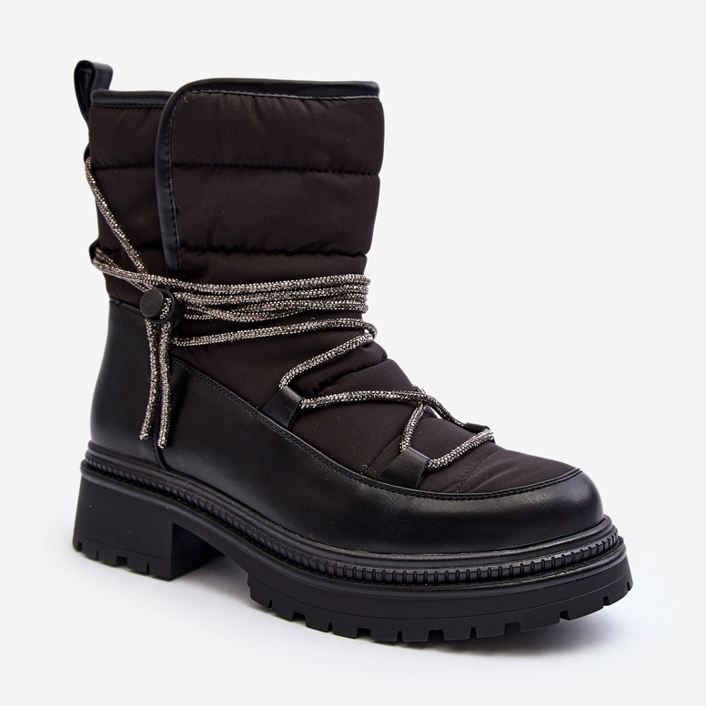 Botas de neve femininas com laço decorativo preto Rilana preto 2