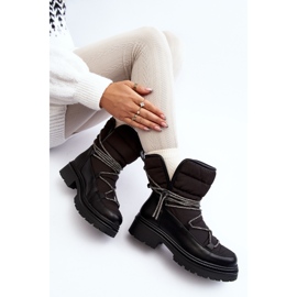 Botas de neve femininas com laço decorativo preto Rilana preto 1