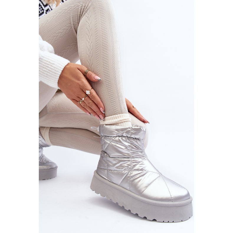 Botas de neve femininas Silver Fionia em uma plataforma enorme prata 1