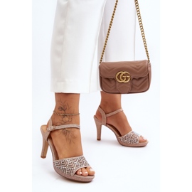 Sandálias de salto alto decoradas D&amp;A MR1038-44 ouro rosa 2