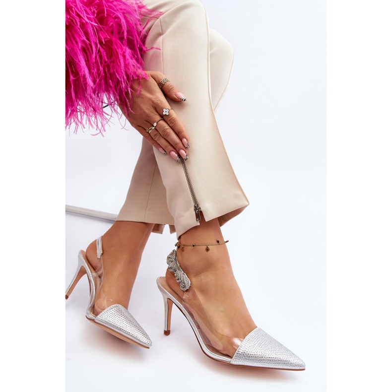 Salto alto decorado D&A MR1966-11 Prata 1 Salto alto decorado D&A MR1966-11 Prata 1