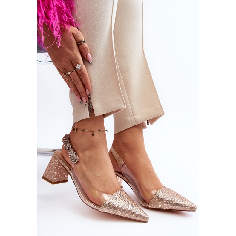 Bombas elegantes de bico fino D&amp;A MR91292-1 Champagne dourado 2