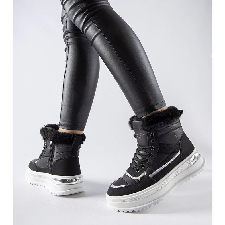 Botas de neve esportivas Trieste pretas com pele preto 1