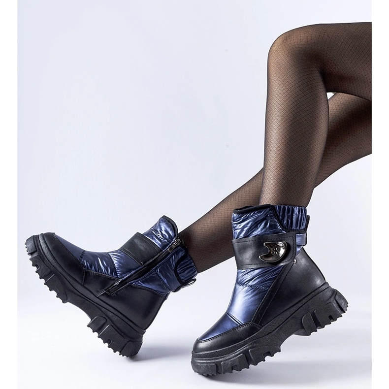 Botas de neve com isolamento Mejia azul marinho e pretas 1