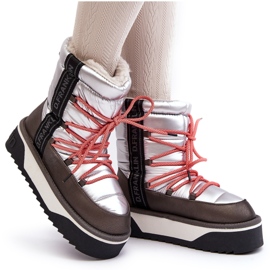 Botas de neve femininas em uma sola vegana grossa D.Franklin DFSH371006 Silver prata 5