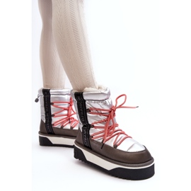 Botas de neve femininas em uma sola vegana grossa D.Franklin DFSH371006 Silver prata 1