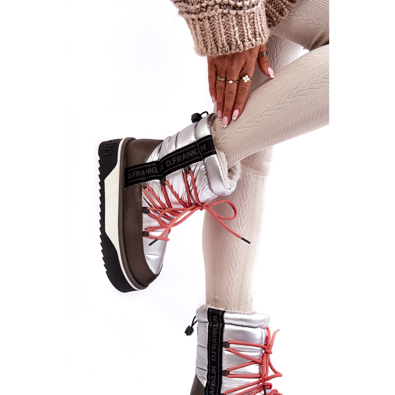 Botas de neve femininas em uma sola vegana grossa D.Franklin DFSH371006 Silver prata 2