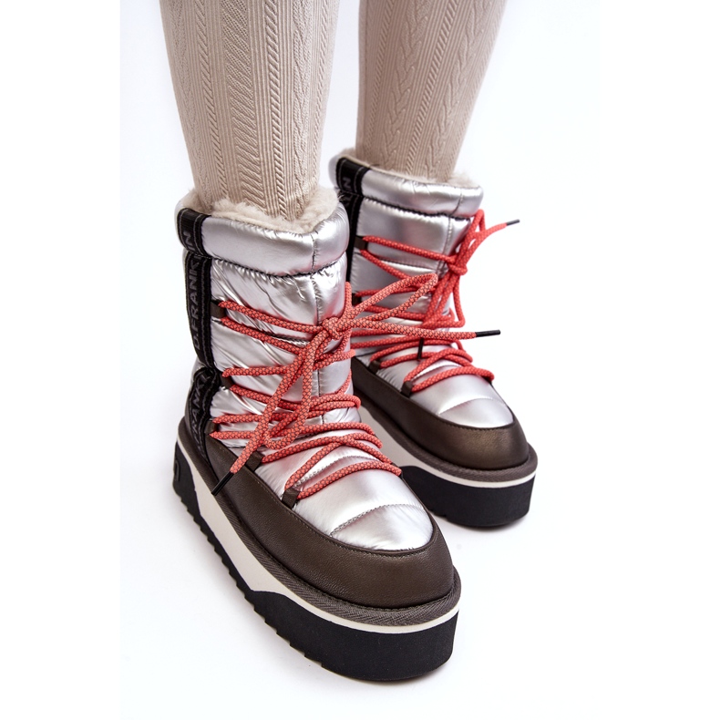 Botas de neve femininas em uma sola vegana grossa D.Franklin DFSH371006 Silver prata 4