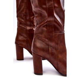 Super Mode Botas femininas isoladas acima do joelho com salto alto, marrom Genzani 4