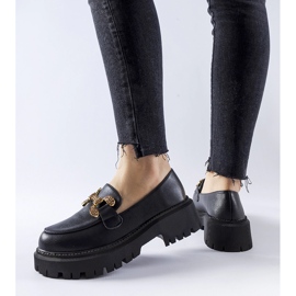 Mocassins pretos decorados com strass Uzzone 1