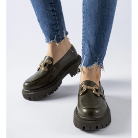 Mocassins verdes decorados com strass Uzzone 1