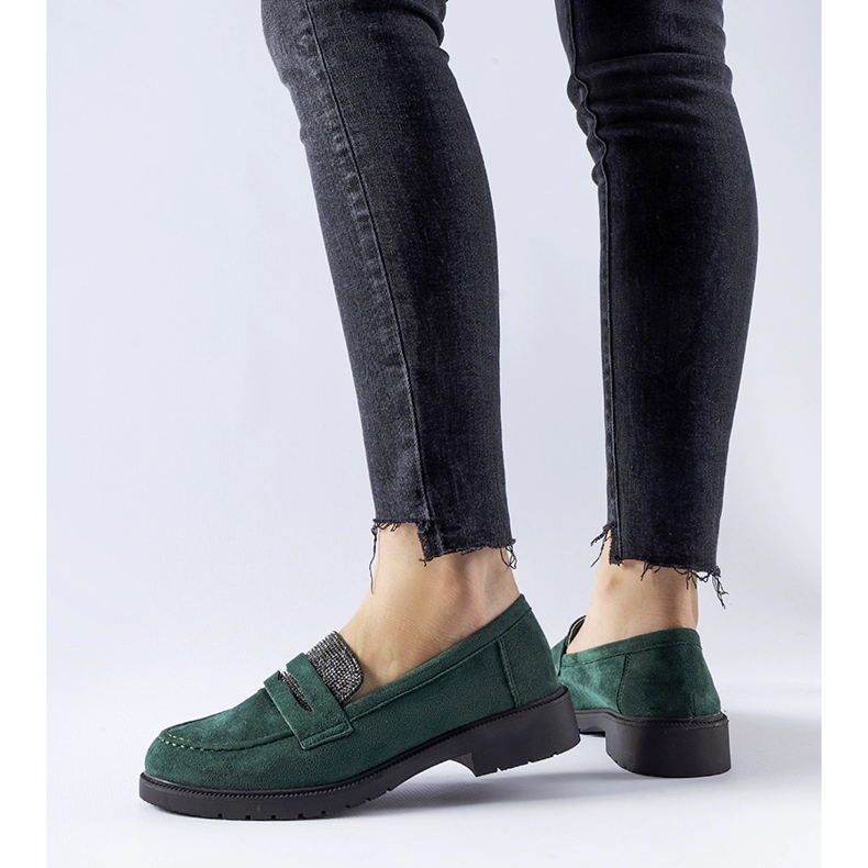 Mocassins verdes com strass da Ippolito 1 Mocassins verdes com strass da Ippolito 1