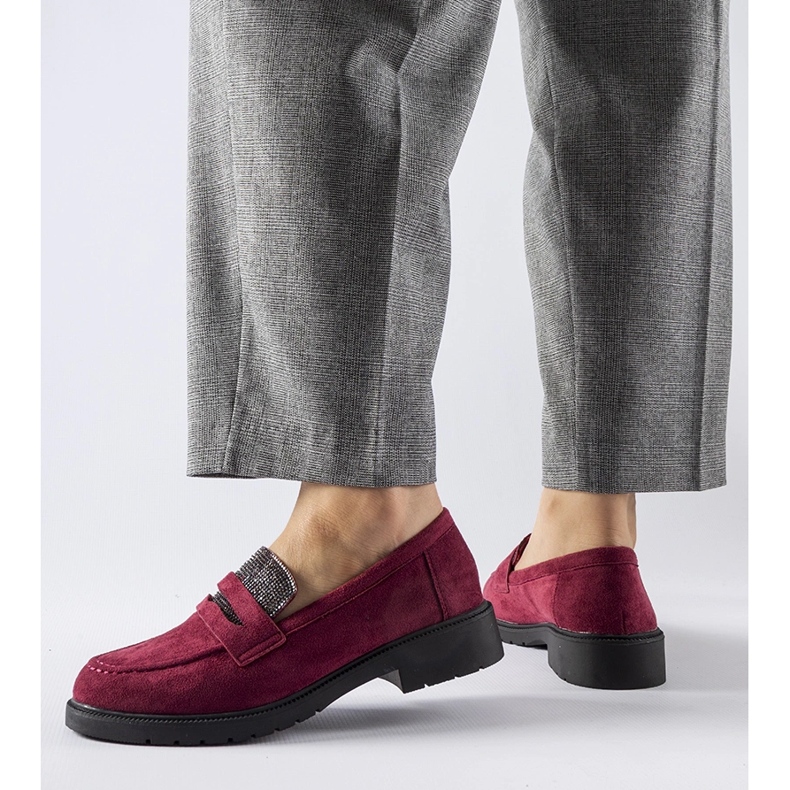 Mocassins cor de vinho com strass da Ippolito vermelho 1