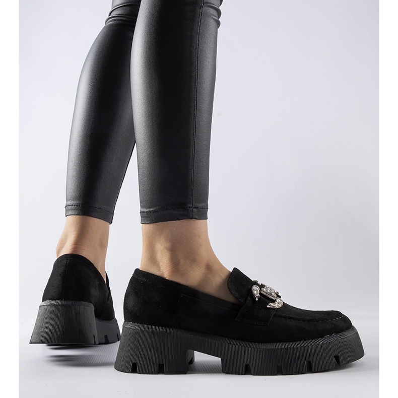 Mocassins pretos Giacomo com strass 1