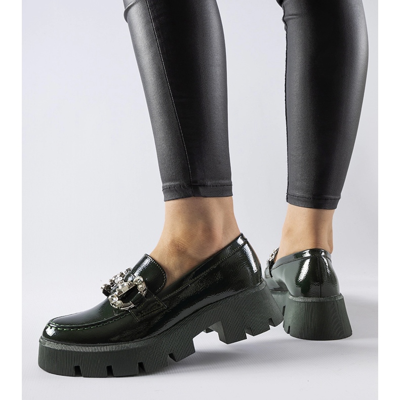 Mocassins verdes com strass Cezet 1