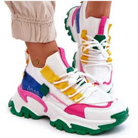 Seastar Tênis feminino slip-on meia, branco e verde 4