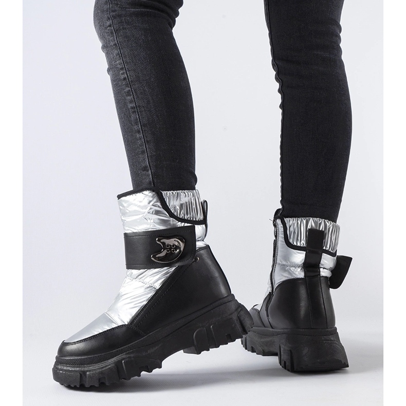 Botas de neve Mejia com isolamento cinza prata 1