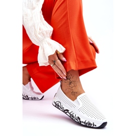 S.Barski Tênis sem cadarço de couro Openwork Branco Gedra 3