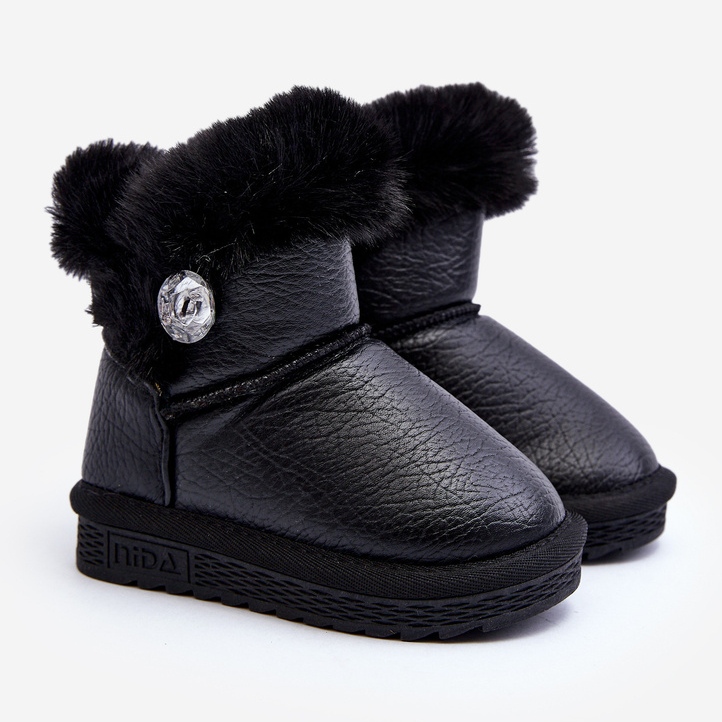 Botas de neve isoladas Bessie pretas com pele preto 2