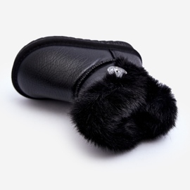 Botas de neve isoladas Bessie pretas com pele preto 1