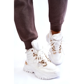 Botas esportivas femininas isoladas com cadarço Trappers branco Bastini 5