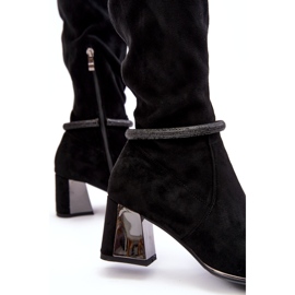 S.Barski Botas femininas de salto alto acima do joelho D&amp;A MR870-65 pretas preto 5