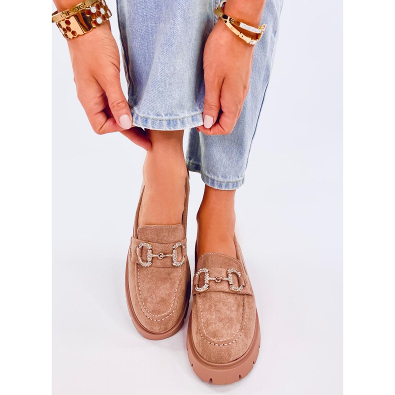 Karins Mocassins de camurça cáqui com fivela bege 1 Karins Mocassins de camurça cáqui com fivela bege 1
