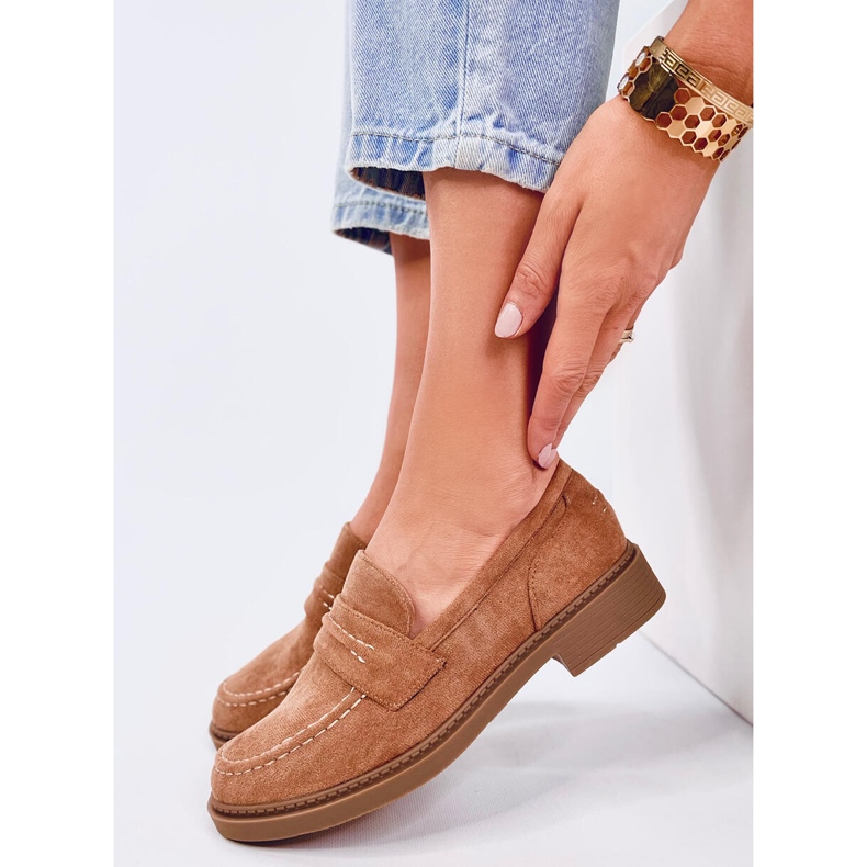Mocassins femininos de camurça Antye Camel marrom 1