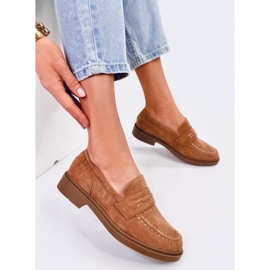 Mocassins femininos de camurça Antye Camel castanho 2