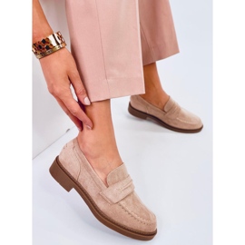Mocassins femininos de camurça Antye Khaki bege 1
