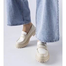 Mocassins Miniato brancos maciços bege 1