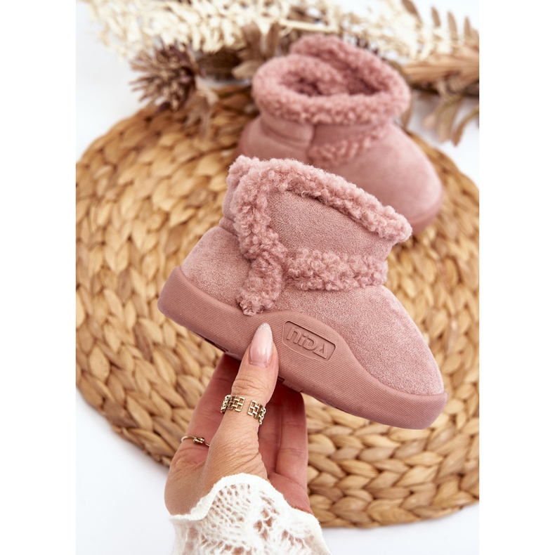 Botas de neve infantis com velcro rosa Unitia 2