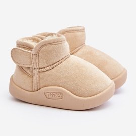Botas de neve infantis bege forradas com pele, Benigna 1