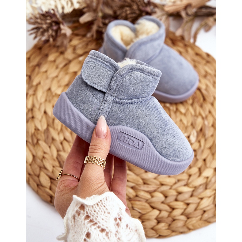 Botas de neve infantis azuis Benigna com isolamento de pele azul 2