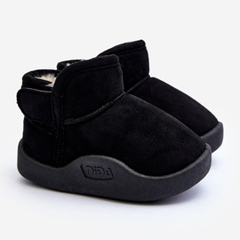 Botas de neve infantis Benigna pretas com forro de pele preto 1