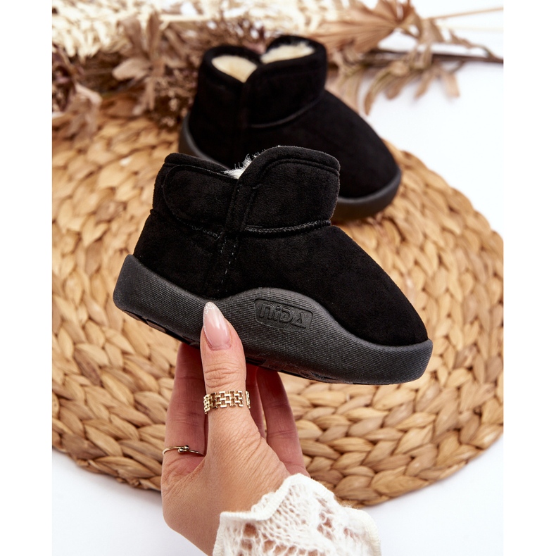 Botas de neve infantis Benigna pretas com forro de pele preto 2