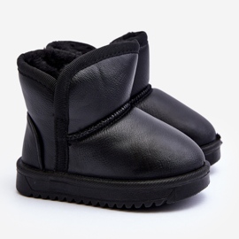 Botas infantis de couro ecológico para neve pretas Husalta preto 1