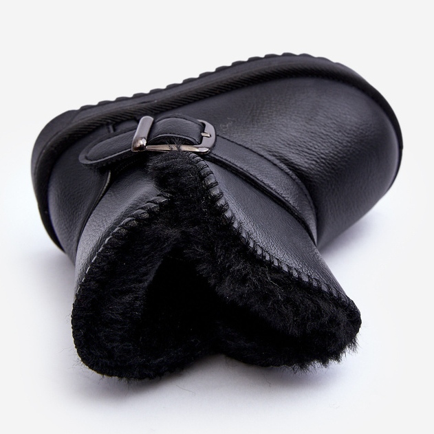 Botas infantis de couro ecológico para neve com alça, pretas Orinor preto 1