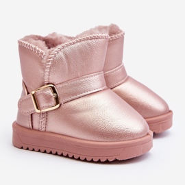 Botas infantis de couro ecológico para neve com alça, rosa Orinor 2