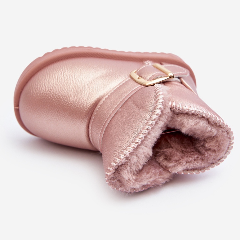 Botas infantis de couro ecológico para neve com alça, rosa Orinor 1