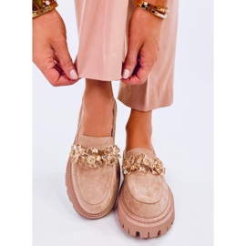 Mocassins Heidi Khaki com cristais bege 1