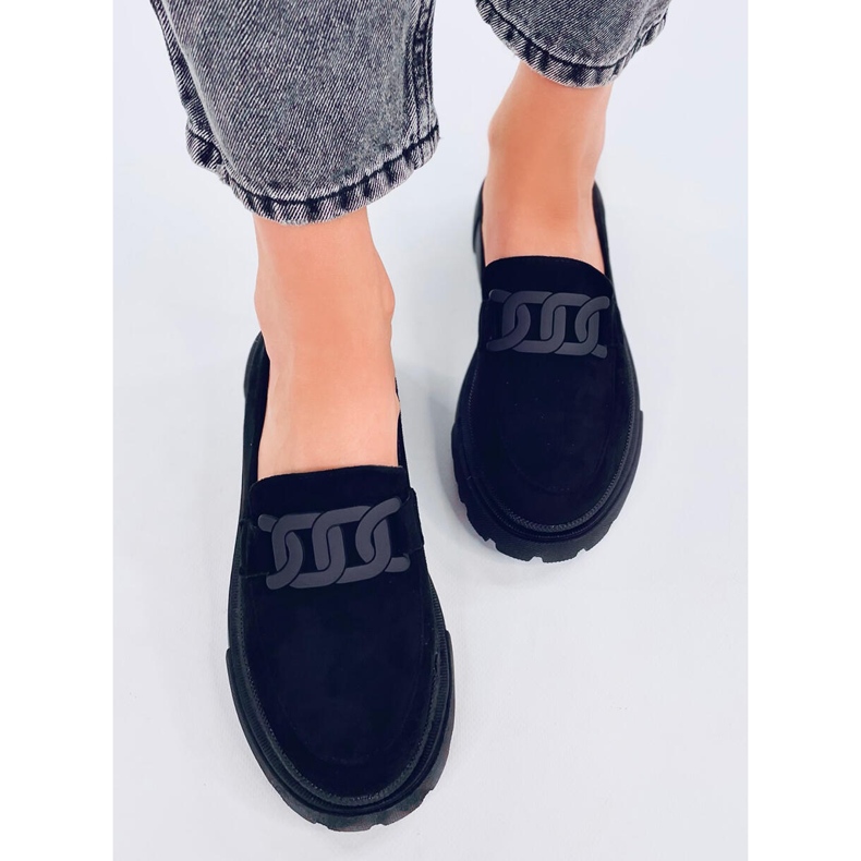Mocassins plataforma com fivela Leena Preto 2